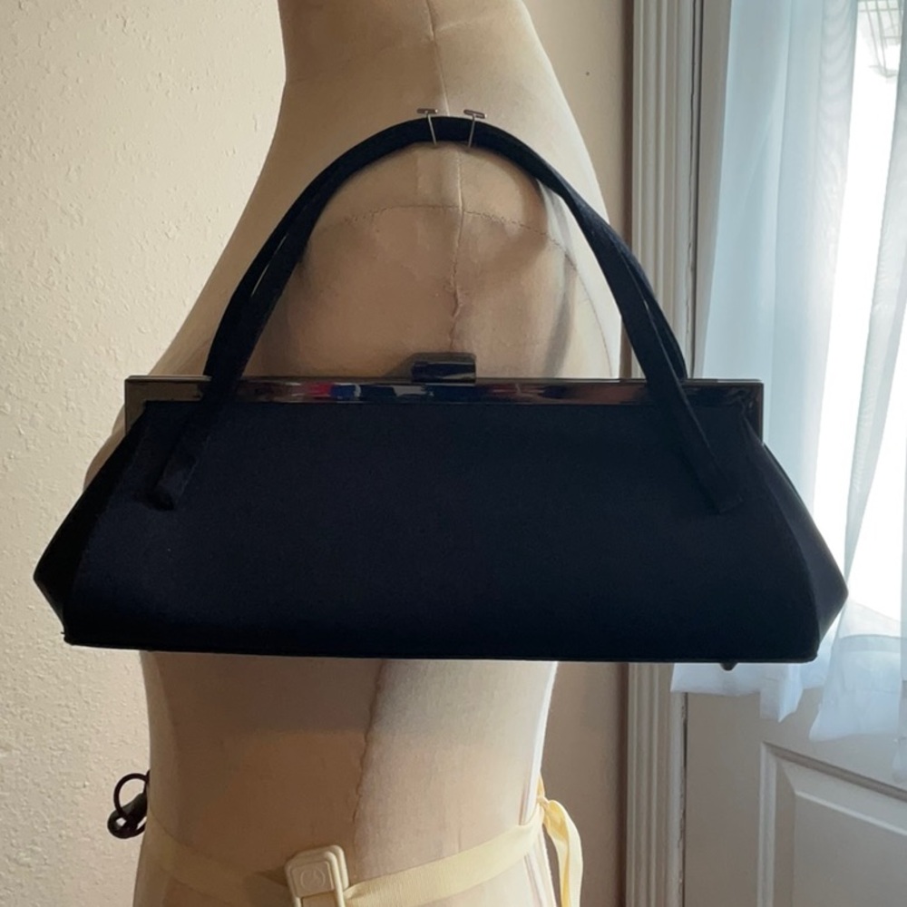 Valerie Stevens Black Vintage Satin Bag, Preowned